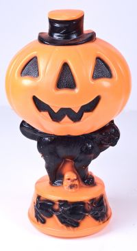 Empire Blow Mold Halloween Pumpkin Light with Black Cat and Witches - Vinta